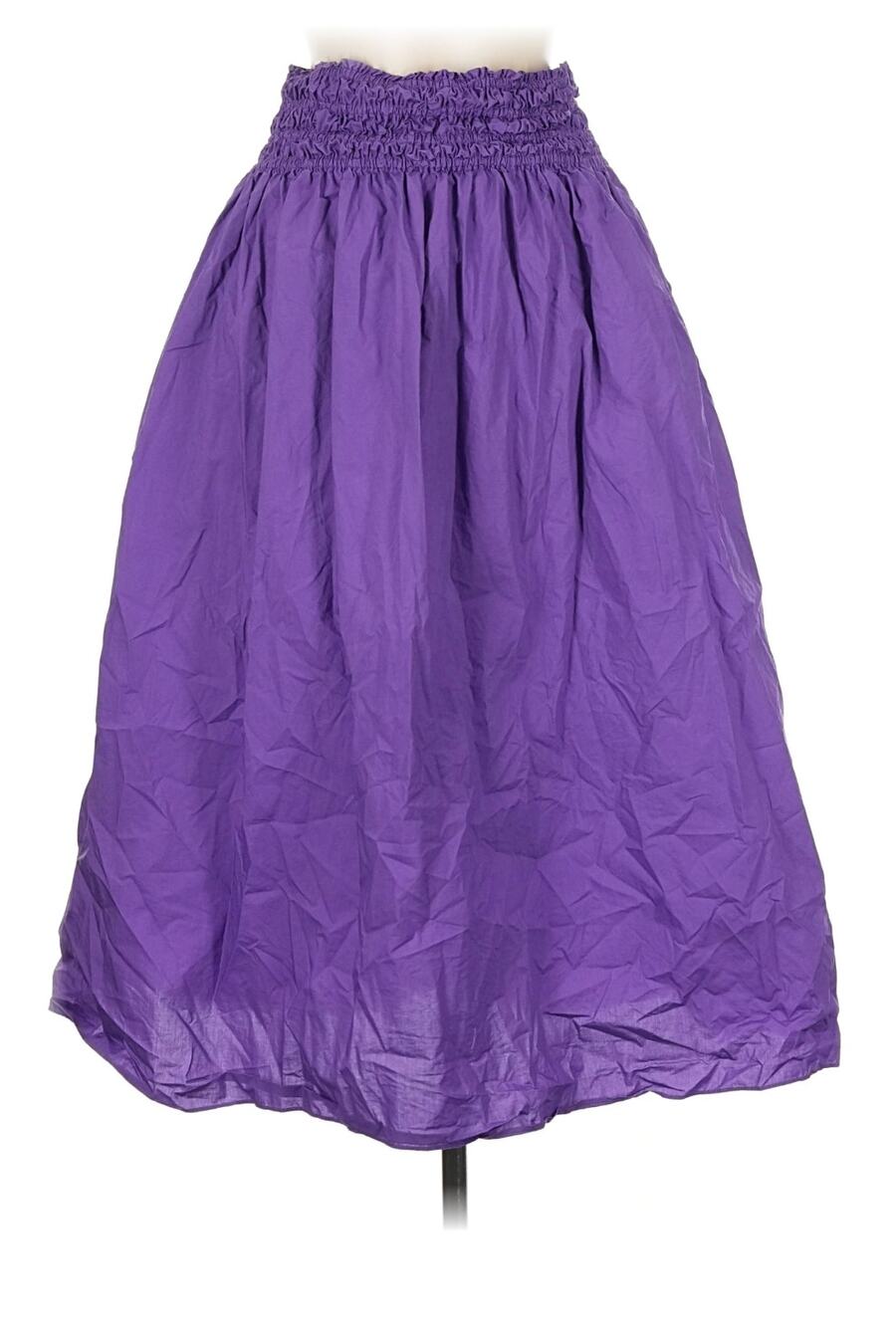 Rebecca Taylor Purple Poplin Smocked Waist Cotton Skirt - Medium